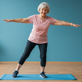 Vanhempi rouva tasapainoilee